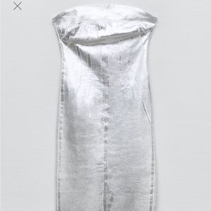 Zara Fitted Silver Metallic Dress